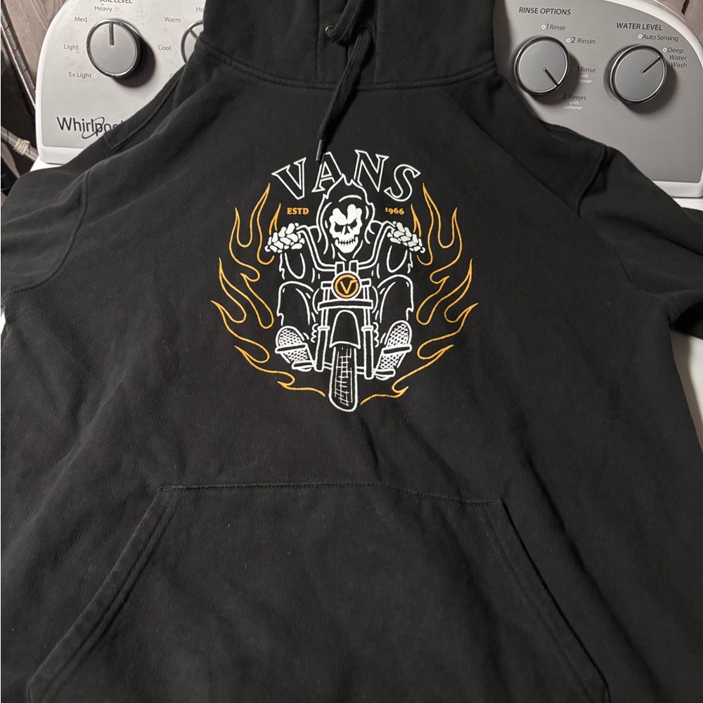 Vans Black Pullover Hoodie with White Logo Tag